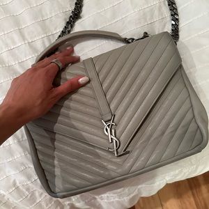 YSL handbag Monogram Large College Satchel Light Grey